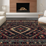 Ultra Soft Area Rug, Non Slip, Stain Resistant, Washable Area Rugs for Living Room, Bedroom, Rustic Geometric Black and White Design(Black)