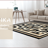 Ultra Soft Area Rug, Non Slip, Stain Resistant, Washable Area Rugs for Living Room, Bedroom, Greek Key Transitional Entryway Stain-Resistant Carpet(Beige)