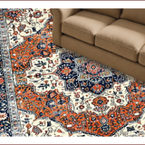 Ultra Soft Area Rug, Non Slip, Stain Resistant, Washable Area Rugs for Living Room, Bedroom, Rustic Vintage Floral Medallion(Blue)