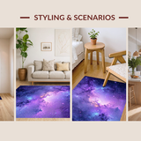 Ultra Soft Area Rug, Non Slip, Stain Resistant, Washable Area Rugs for Living Room, Bedroom, Futuristic Astral Color Palette(Purple)