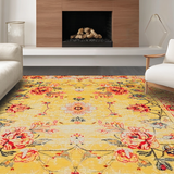 Ultra Soft Area Rug, Non Slip, Stain Resistant, Washable Area Rugs for Living Room, Bedroom, Cozy Pastel Floral Dreamscape(Yellow)