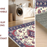 Ultra Soft Area Rug, Non Slip, Stain Resistant, Washable Area Rugs for Living Room, Bedroom, Warm Earthy Circular Vintage Design(White)
