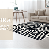 Ultra Soft Area Rug, Non Slip, Stain Resistant, Washable Area Rugs for Living Room, Bedroom, Washable Zebra Skin Bath Mat for Modern Bathrooms(Black)