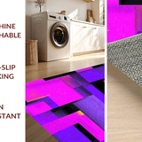Ultra Soft Area Rug, Non Slip, Stain Resistant, Washable Area Rugs for Living Room, Bedroom, Modern Playful Geometric Motif(Purple)