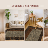 Ultra Soft Area Rug, Non Slip, Stain Resistant, Washable Area Rugs for Living Room, Bedroom, Luxurious Warm Toned Decor(Brown)