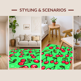 Ultra Soft Area Rug, Non Slip, Stain Resistant, Washable Area Rugs for Living Room, Bedroom, Lively Pastel Fruit Imagery(Green)