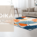 Ultra Soft Area Rug, Non Slip, Stain Resistant, Washable Area Rugs for Living Room, Bedroom, Elegant Colorful Leaf Pattern(Orange)