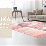 Ultra Soft Area Rug, Non Slip, Stain Resistant, Washable Area Rugs for Living Room, Bedroom, Trendy Modern Textured Stripes(Red)