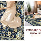 Ultra Soft Area Rug, Non Slip, Stain Resistant, Washable Area Rugs for Living Room, Bedroom, Classic Tiled Floral Presentation(Blue)