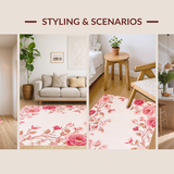 Ultra Soft Area Rug, Non Slip, Stain Resistant, Washable Area Rugs for Living Room, Bedroom, Brightly Colored Nature Theme Accent(Pink)