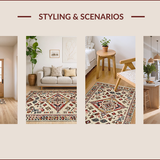 Ultra Soft Area Rug, Non Slip, Stain Resistant, Washable Area Rugs for Living Room, Bedroom, Elegant Tribal Geometric Fusion(Beige)