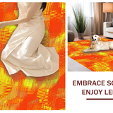 Ultra Soft Area Rug, Non Slip, Stain Resistant, Washable Area Rugs for Living Room, Bedroom, Dynamic Curvilinear Motif(Orange)