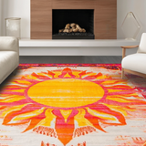 Ultra Soft Area Rug, Non Slip, Stain Resistant, Washable Area Rugs for Living Room, Bedroom, Joyful Bright Orange Patterned Accent(Orange)