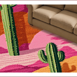 Ultra Soft Area Rug, Non Slip, Stain Resistant, Washable Area Rugs for Living Room, Bedroom, Western Pink Cactus Bathroom Absorbent Boot Rug(Green)