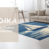 Ultra Soft Area Rug, Non Slip, Stain Resistant, Washable Area Rugs for Living Room, Bedroom, Serene Nautical Color Palette(Blue)