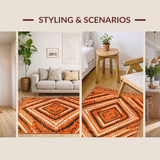 Ultra Soft Area Rug, Non Slip, Stain Resistant, Washable Area Rugs for Living Room, Bedroom, Contemporary Warm Geometric Fusion(Orange)