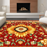Ultra Soft Area Rug, Non Slip, Stain Resistant, Washable Area Rugs for Living Room, Bedroom, Sunkissed Round Nature Inspired Look(Red)