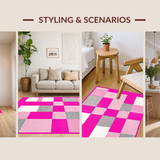 Ultra Soft Area Rug, Non Slip, Stain Resistant, Washable Area Rugs for Living Room, Bedroom, Dynamic Cozy Child's Activity Motif(Pink)