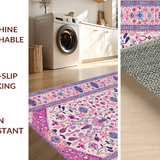 Ultra Soft Area Rug, Non Slip, Stain Resistant, Washable Area Rugs for Living Room, Bedroom, Lively Multicolor Organic Shapes(Pink)