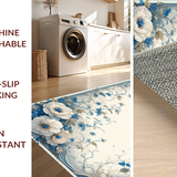 Ultra Soft Area Rug, Non Slip, Stain Resistant, Washable Area Rugs for Living Room, Bedroom, Artful Hand-Painted Nature Pattern(Ivory)