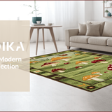 Ultra Soft Area Rug, Non Slip, Stain Resistant, Washable Area Rugs for Living Room, Bedroom, Charming Rustic Nature Pattern(Green)