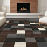 Ultra Soft Area Rug, Non Slip, Stain Resistant, Washable Area Rugs for Living Room, Bedroom, Creative Modern Patchwork Flair(Brown)
