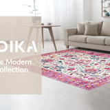Ultra Soft Area Rug, Non Slip, Stain Resistant, Washable Area Rugs for Living Room, Bedroom, Luxurious Gray Trellis Aesthetics(Ivory)