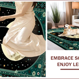 Ultra Soft Area Rug, Non Slip, Stain Resistant, Washable Area Rugs for Living Room, Bedroom, Whimsical Celestial Cat Motif(Black)