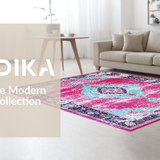 Ultra Soft Area Rug, Non Slip, Stain Resistant, Washable Area Rugs for Living Room, Bedroom, Soft Pastel Geometric Accents(Pink)