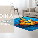 Ultra Soft Area Rug, Non Slip, Stain Resistant, Washable Area Rugs for Living Room, Bedroom, Rustic Circle Instrument Illustration(Yellow)