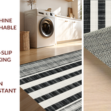 Sleek Striped Weave With Alternating Black And White Bands(Black)