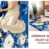 Ultra Soft Area Rug, Non Slip, Stain Resistant, Washable Area Rugs for Living Room, Bedroom, Chinoiserie Blue Floral Elegance(Blue)