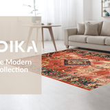 Ultra Soft Area Rug, Non Slip, Stain Resistant, Washable Area Rugs for Living Room, Bedroom, Striking Colorful Tribal Elements(Red)