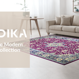 Ultra Soft Area Rug, Non Slip, Stain Resistant, Washable Area Rugs for Living Room, Bedroom, Rustic Low Pile Botanical Print(Purple)