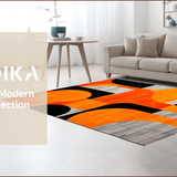 Ultra Soft Area Rug, Non Slip, Stain Resistant, Washable Area Rugs for Living Room, Bedroom, Modern Geometric Orange Composition(Orange)