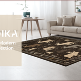Ultra Soft Area Rug, Non Slip, Stain Resistant, Washable Area Rugs for Living Room, Bedroom, Cozy Earthy Cabin Motif(Black)