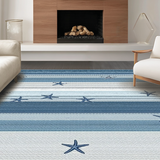Ultra Soft Area Rug, Non Slip, Stain Resistant, Washable Area Rugs for Living Room, Bedroom, Contemporary Blue Nautical Motif(Blue)