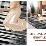 Ultra Soft Area Rug, Non Slip, Stain Resistant, Washable Area Rugs for Living Room, Bedroom, Black Bow Accent Rug, Girly Preppy Decor(Black)