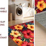 Ultra Soft Area Rug, Non Slip, Stain Resistant, Washable Area Rugs for Living Room, Bedroom, Chic Exotic Blooming Design(Red)