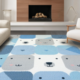 Ultra Soft Area Rug, Non Slip, Stain Resistant, Washable Area Rugs for Living Room, Bedroom, Adorable Bear Print Decor(Blue)
