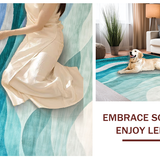 Chic Aqua Hued Textural Waves(Blue)