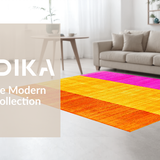 Ultra Soft Area Rug, Non Slip, Stain Resistant, Washable Area Rugs for Living Room, Bedroom, Cute Colorful Shaggy Wave Motif(Orange)