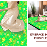 Ultra Soft Area Rug, Non Slip, Stain Resistant, Washable Area Rugs for Living Room, Bedroom, Playful Rounded Floral Theme(Green)