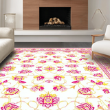 Ultra Soft Area Rug, Non Slip, Stain Resistant, Washable Area Rugs for Living Room, Bedroom, Artistic Modern Floral Arrangement(White)