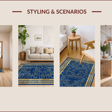 Ultra Soft Area Rug, Non Slip, Stain Resistant, Washable Area Rugs for Living Room, Bedroom, Rich Boho Tiled Arrangement(Blue)