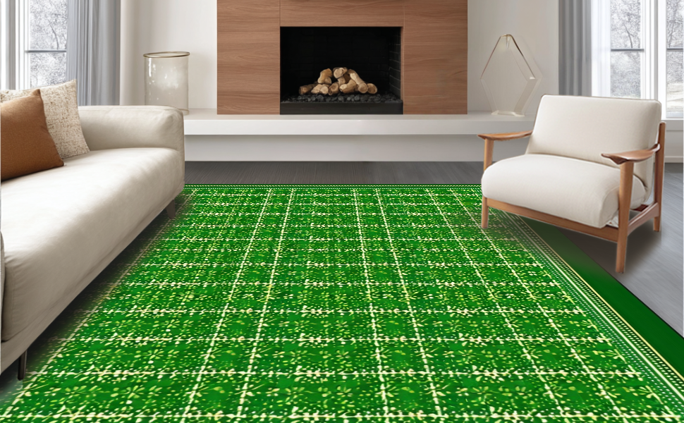 Rustic Earth Toned Shamrock Motif Rug – ODIKA