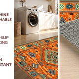 Ultra Soft Area Rug, Non Slip, Stain Resistant, Washable Area Rugs for Living Room, Bedroom, Artistic Bright Mosaic Arrangement(Orange)