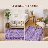 Ultra Soft Area Rug, Non Slip, Stain Resistant, Washable Area Rugs for Living Room, Bedroom, Serene Lavender Leaf Pattern(Purple)
