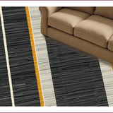 Ultra Soft Area Rug, Non Slip, Stain Resistant, Washable Area Rugs for Living Room, Bedroom, Boho Striped Monochrome Aesthetic(Black)