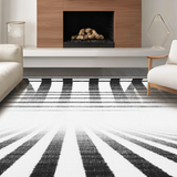 Ultra Soft Area Rug, Non Slip, Stain Resistant, Washable Area Rugs for Living Room, Bedroom, Modern Jungle Theme Flooring With Striking Monochromatic Optical Illusion(Black)